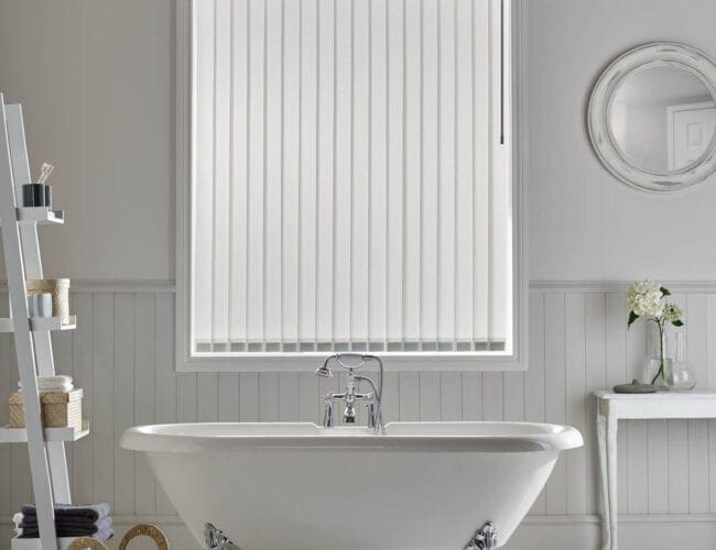 Bathroom with vertical blinds
